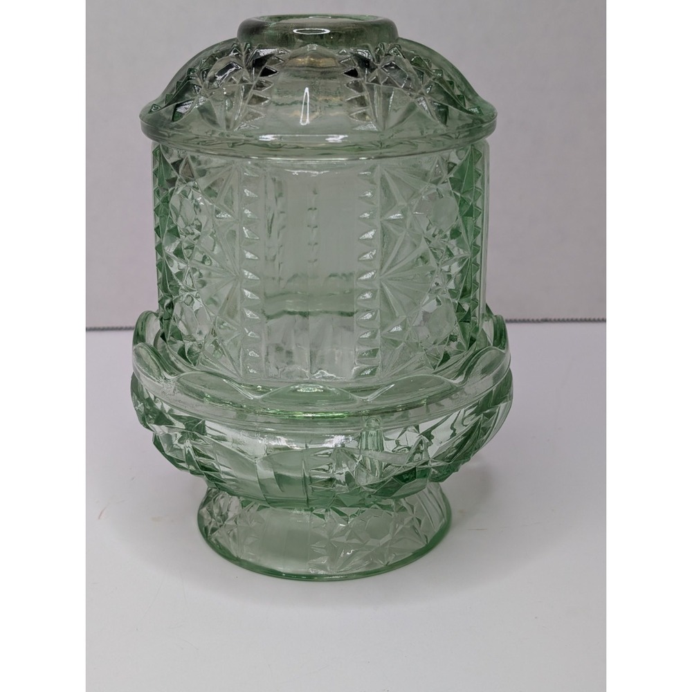 Vintage Indiana Glass Stars and Bars Mint Green Fairy Lamp